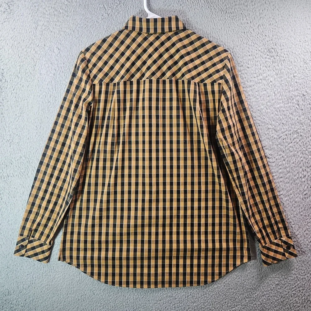 Lafayette 148 Shirt Women Small Hidden Button‎ Up Long Sleeve Brown Black Plaid - Picture 6 of 10